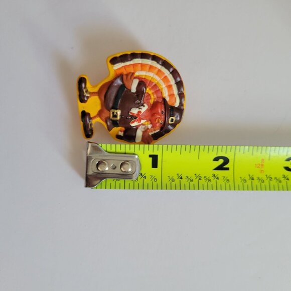Thanksgiving Pilgrim Turkey Pin Brooch By HMK Lic. - Picture 3 of 3